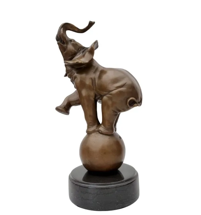 Sculpture, Tumbling Elephant - 35 cm - Bronze, Marble