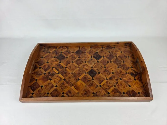 Serving tray - Thuya - Large serving tray in juniper burl, inlaid