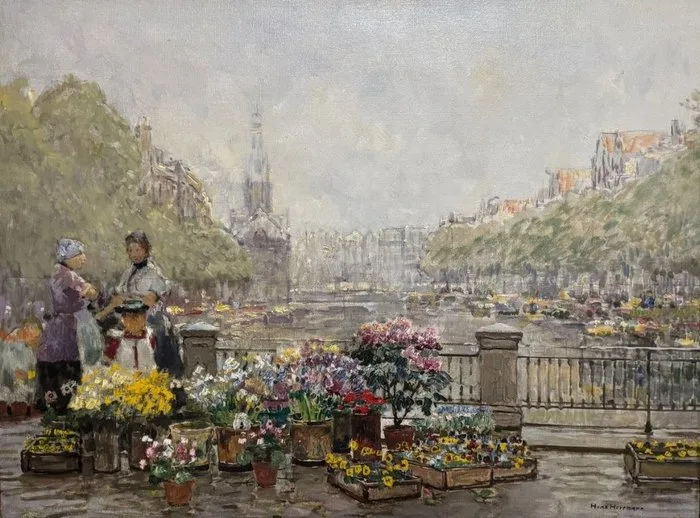 Hans Herrmann (1858-1942) - Blumenmarkt in Amsterdam