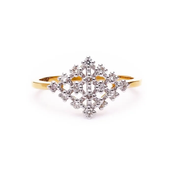 Ring - 18 kt. Yellow gold - 0.24ct. tw. Diamond (Natural) - 18karat Rhombus shape