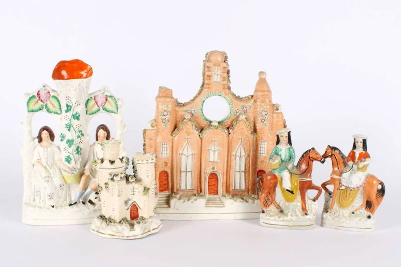 A 19th Century Staffordshire Pottery Group of Five A 19th Century Staffordshire Pottery Group of Five