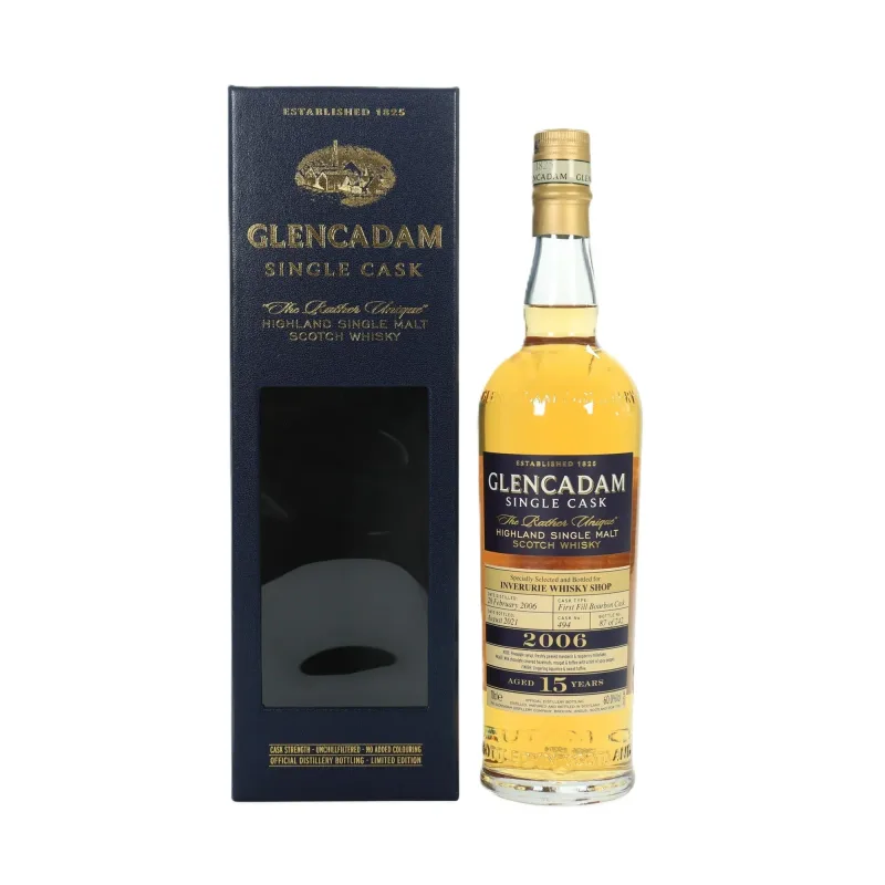 Glencadam – 15 Year Old 2006 Single 1st Fill Bourbon Cask #494 Highland Single Malt Scotch Whisky (2021) (70cl, 60%)
