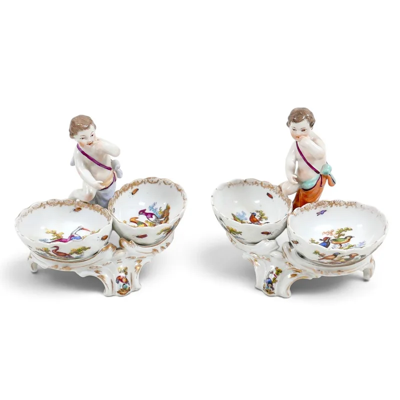A Pair of Berlin 19th Century Putti Salts