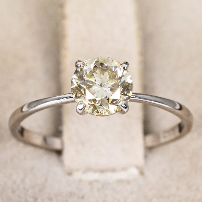 Ring - 14 kt. White gold - 1.03ct. tw. Diamond (Natural coloured) - GWLab