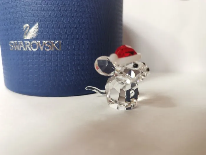 Swarovski - Verena Castelein - Figure - Swarovski - Maus mit Santa´s Hut sehr rar 5135858 - Crystal