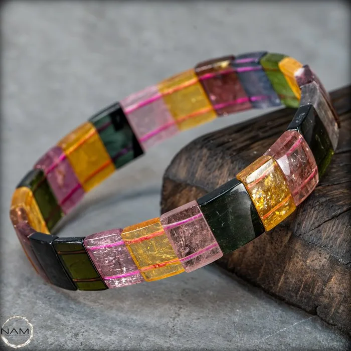 Rare natural, transparent rainbow tourmaline bracelet. Of the highest quality - 115.8 ct- 23.16 g