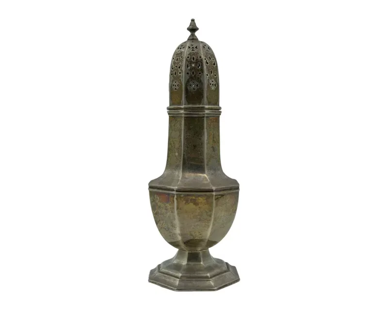 A silver sugar caster by Martin Hall & Co Ltd
