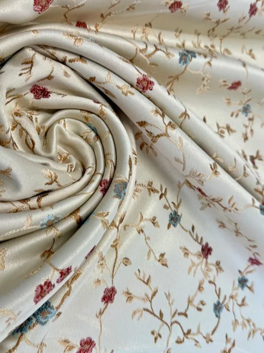 Exclusive GCFabrics – Pearlescent Ivory Floral Jacquard Fabric – San Leucio Style – Elegant Fabric - Upholstery fabric - 300 cm - 280 cm