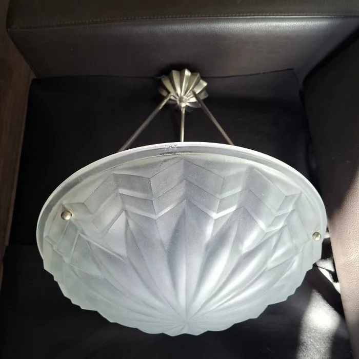 Degué - David Gueron - Chandelier - Nickel-plated copper. Pressed glass