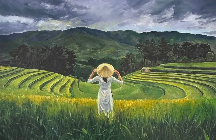 Nguyen Robert - L'Horizon d'Émeraude et de Soie ↑80 →120 cm