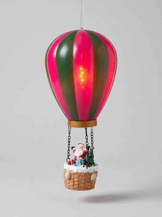 Christmas decoration - Santa in a Glowing Hot Air Balloon