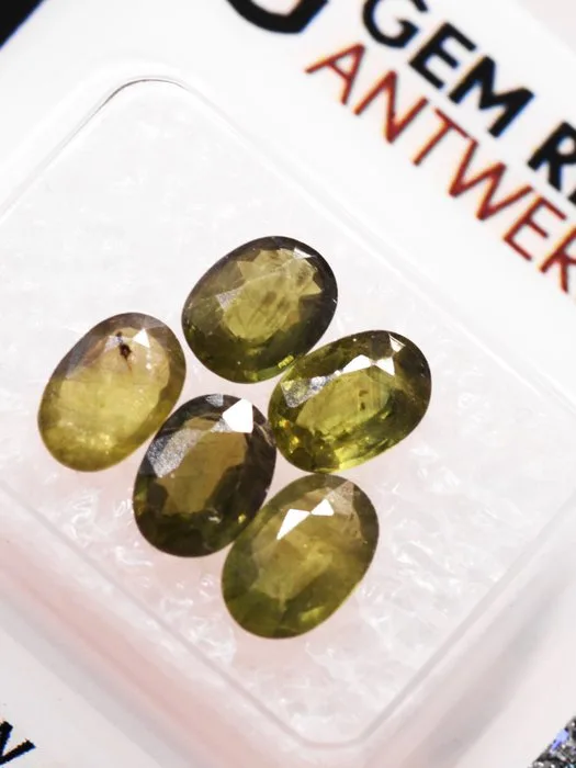 5 pcs Green Sapphire - 3.25 ct - Gem Report Antwerp (GRA)