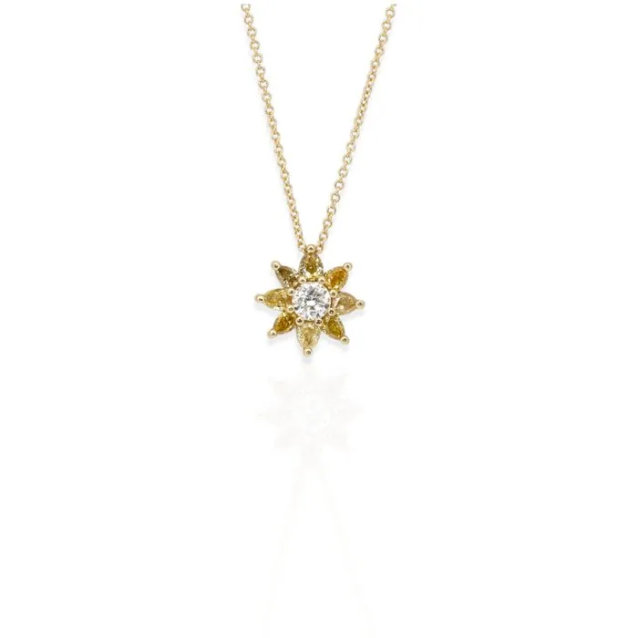 Necklace with pendant - 18 kt. Yellow gold - 1.10ct. tw. Diamond (Natural) - Diamond - IGI Certified Necklace