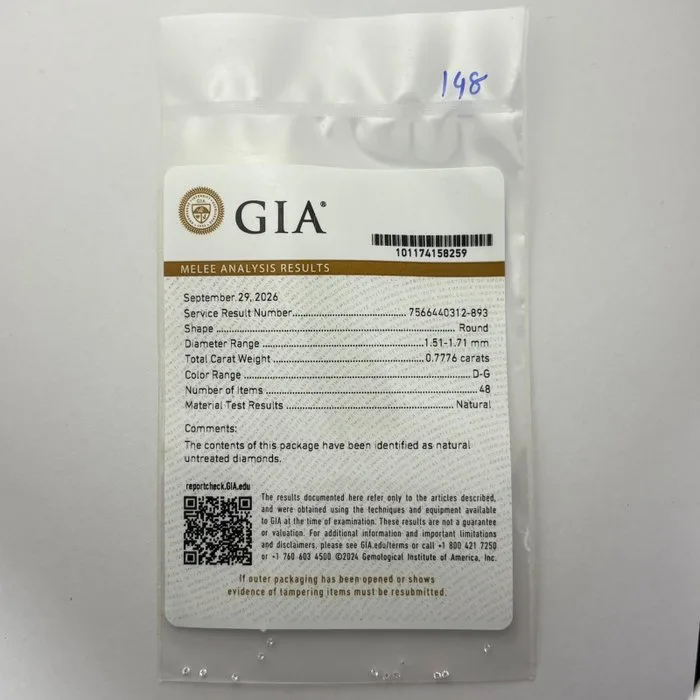 48 pcs Diamond (Natural) - 0.78 ct - Round - D (colourless), E, F, G - Not specified in lab report - Gemological Institute of America (GIA) - 1.51 mm - 1.71 mm