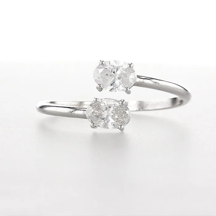 Ring - 14 kt. White gold - 0.93ct. tw. Diamond (Natural) - E-F color SI clarity