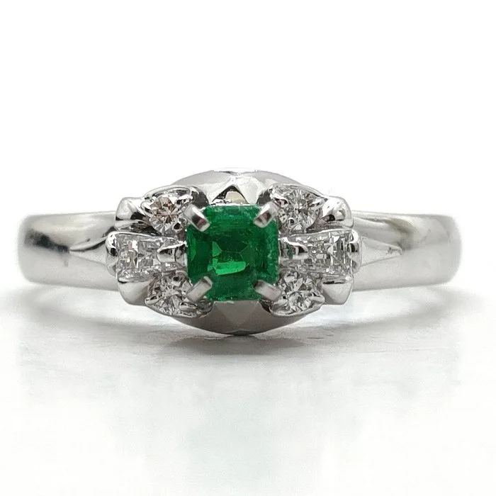 Ring Platinum Emerald - Diamond