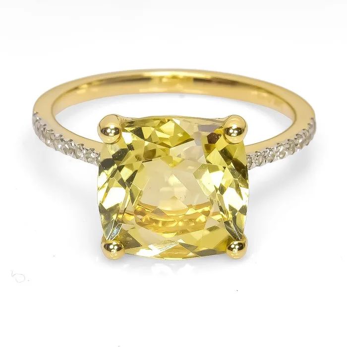 Ring - 14 kt. Yellow gold - 4.47ct. tw. Topaz - Diamond
