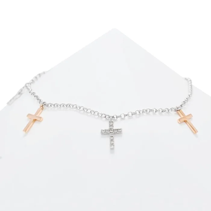 Bracelet - 14 kt. White gold, Rose gold - 0.22ct. tw. Diamond (Natural)