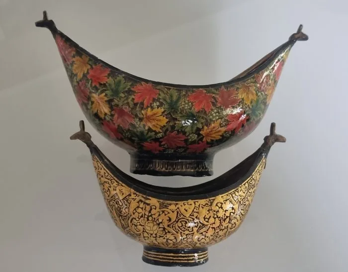 Kashkuls Kashmir - Brass, Lacquer - India - Early 20th century