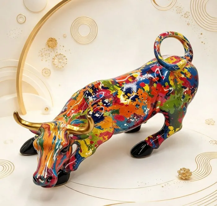Figurine - Cow Parade - XL Decorativo in Resina Stile Action Painting - Resin