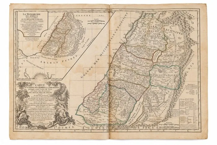 Gibraltar - Holy Land / Palestine / Kingdom of Israel; Robert de Vaugondy - Terre Sainte / Palestine / Royaume d’Israël - 1721-1750