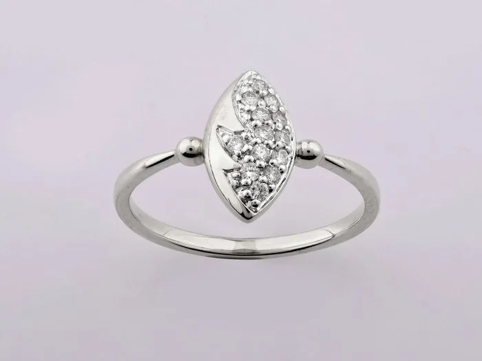 Ring - 14 kt. White gold - 0.16ct. tw. Diamond (Natural)