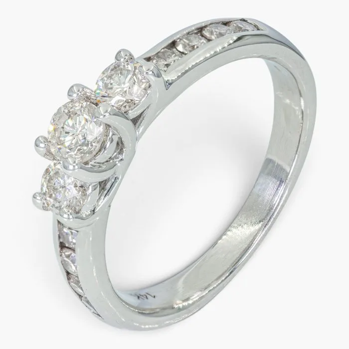 Ring - 14 kt. IGI, White gold - 0.90ct. tw. Diamond (Natural)