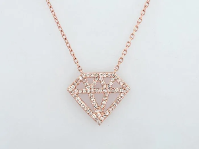 Necklace - 14 kt. Rose gold - 0.14ct. tw. Diamond (Natural)