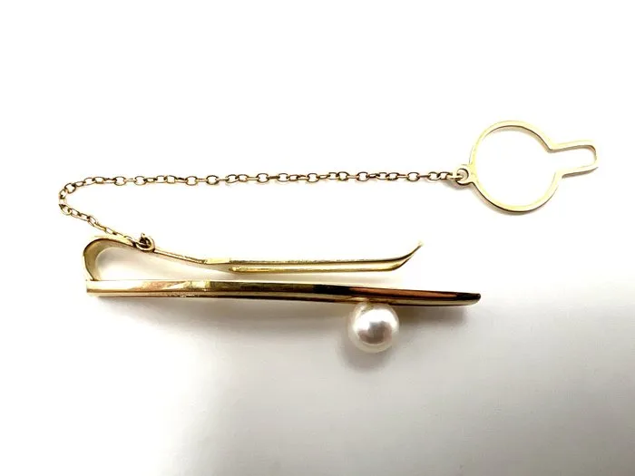 Mikimoto - Tie clip - 14 kt. Yellow gold Pearl