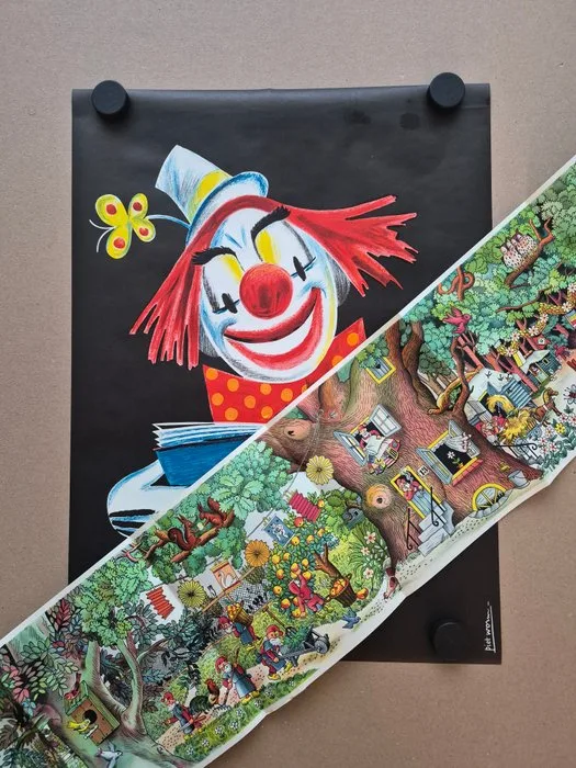 Piet Worm - Drukkerij Verweij Mijdrecht - De lezende clown & Lang leve vader kabouter - 1960s