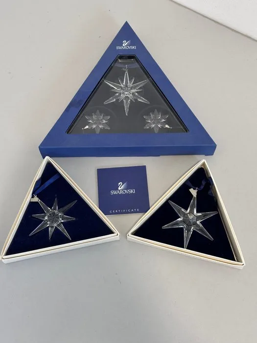 Swarovski - Figure - Christmas Ornament - Annual Edition 1993 - 174969 + Christmas Ornament - Annual Edition 1995 - (3) - Crystal