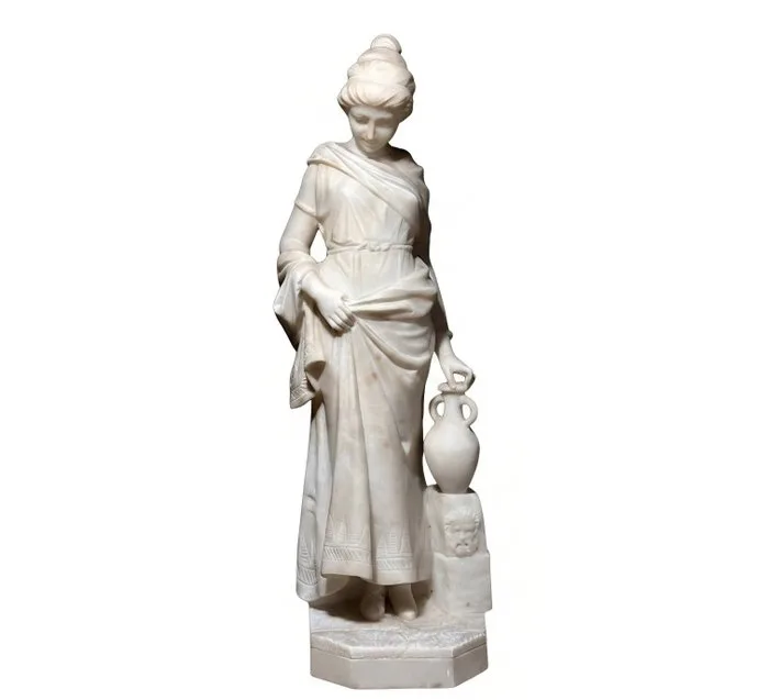 Affortunato Gori (1869-1925) - Statue, Fanciulla con Brocca - 53 cm - Alabaster