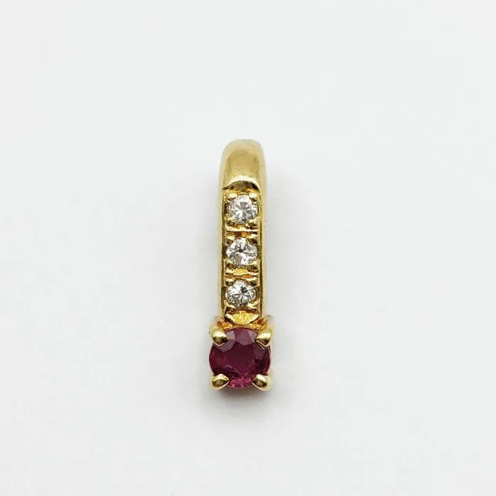 Pendant - 18 kt. Yellow gold Ruby - Diamond