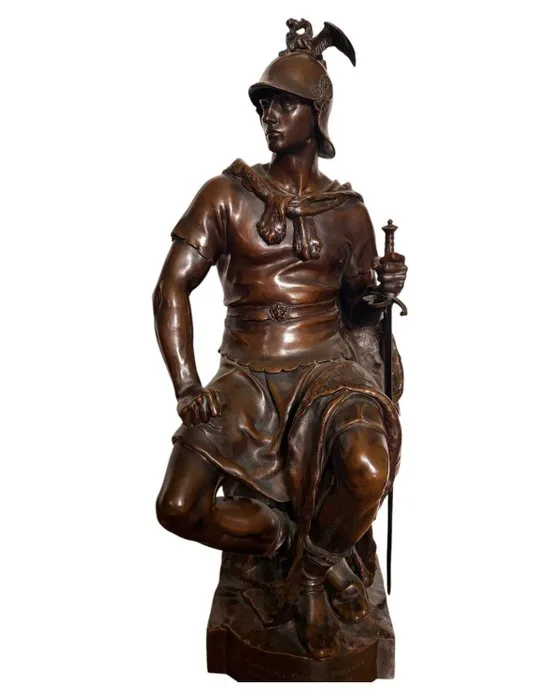 Ferdinand Barbedienne - Paul Dubois (1829-1905) - Sculpture, Le courage de l'oeuvre - 70 cm - Bronze