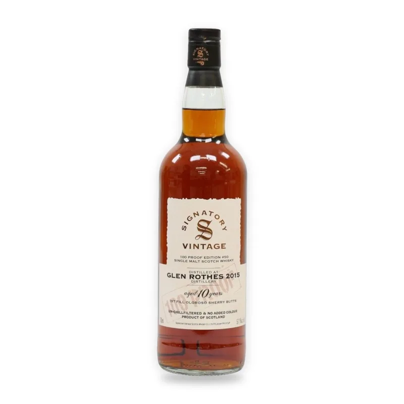 Glenrothes – 10 Year Old 2015 - 1st Fill Oloroso Sherry Butt - Signatory Vintage 100 Proof Edition #50