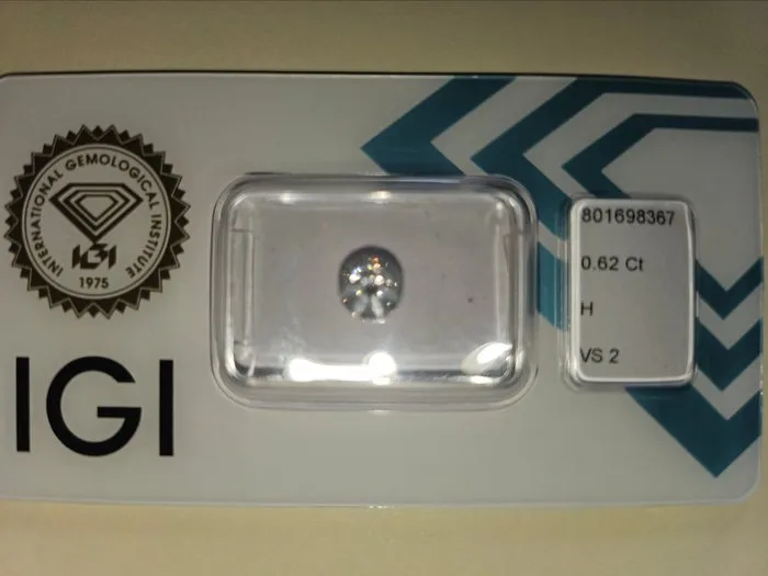 1 pcs Diamond (Natural) - 0.62 ct - Round - H - VS2 - International Gemological Institute (IGI) - Diamond (natural)