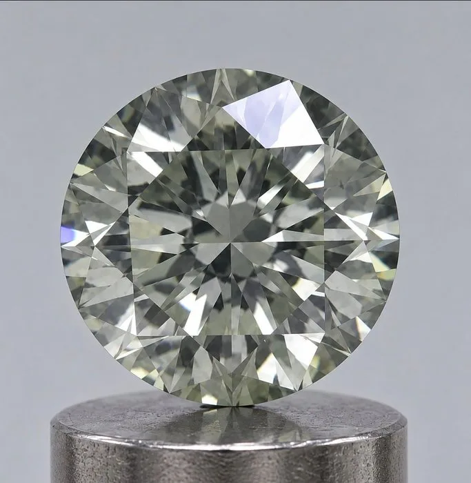 1 pcs Diamond (Natural coloured) - 0.49 ct - Round - Fancy light Greyish, Greenish Yellow - SI1 - International Gemological Institute (IGI) - IGI803620261