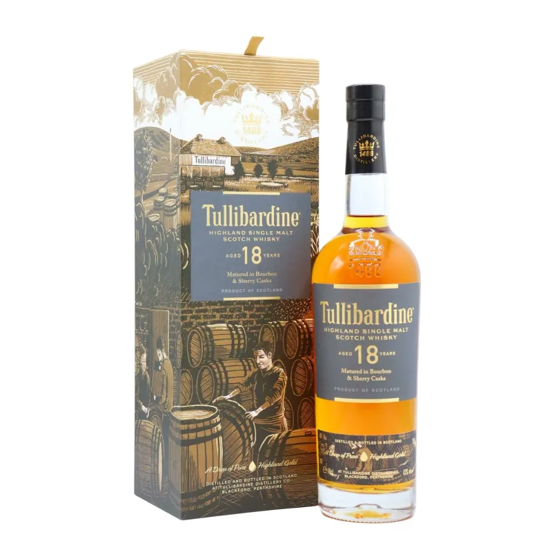 Tullibardine – 18 Year Old Bourbon & Sherry Cask Matured Highland Single Malt Scotch Whisky (70cl, 43%)
