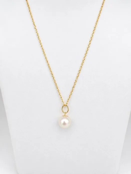 Necklace with pendant - 18 kt. Yellow gold Pearl - Japanese Akoya
