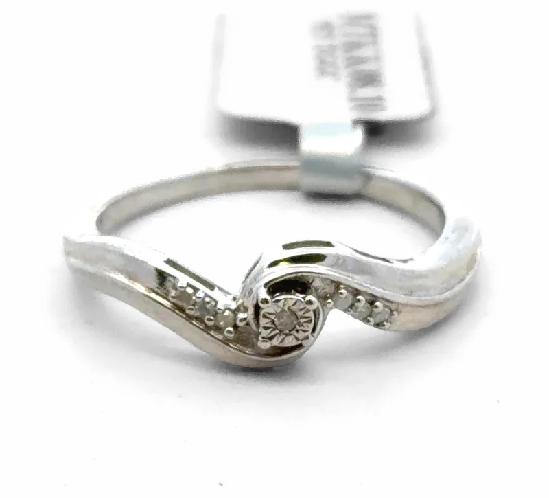 Silver and Diamond Twist Ring