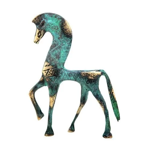 Sculpture, Ancient Greek Geometric Horse Sculpture – Bronze Museum Replica – Classical Hellenic Art Collectible - 12 cm - Bronze