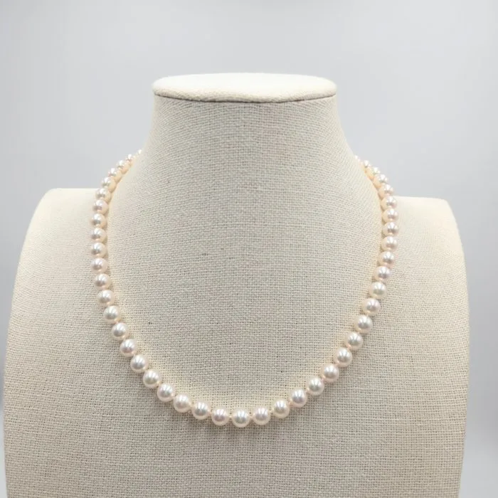 Necklace Silver Pearl - Akoya 7.5mm 18.5in PSL