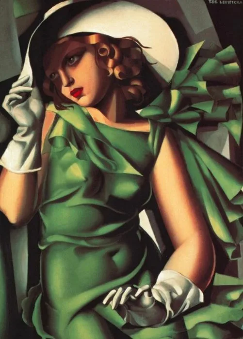 Tamara de Lempicka (after) - “Young Lady with Gloves (Girl in a Green Dress), 1929”. 60 x 80 cm