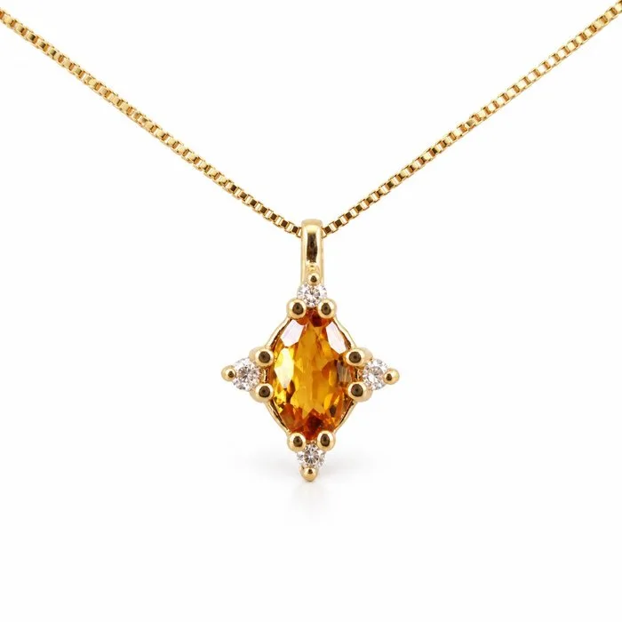 Necklace - 18 kt. Yellow gold Tourmaline - Diamond