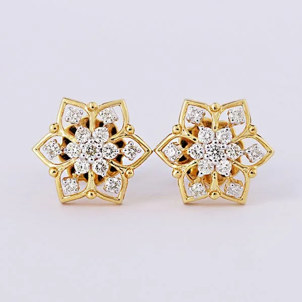 Stud earrings - 14 kt. Yellow gold - 0.45ct. tw. Diamond (Natural) - Diamond Earrings