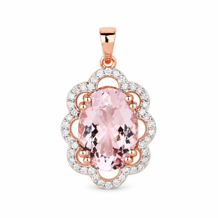 Pendant - 14 kt. Rose gold - 5.29ct. tw. Natural gemstone - Diamond - Certified Gold Jewelry