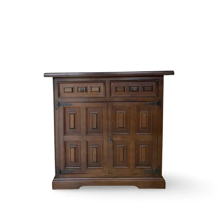 Credenza - Wood, Brass, veneered wood - A small credenza from 1960s