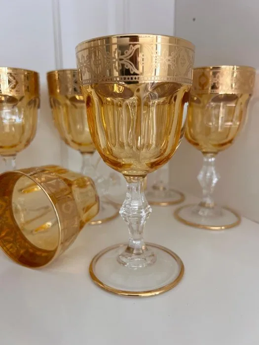 Artemisia - Drinking set (6) - Crystal, 24 karat gold