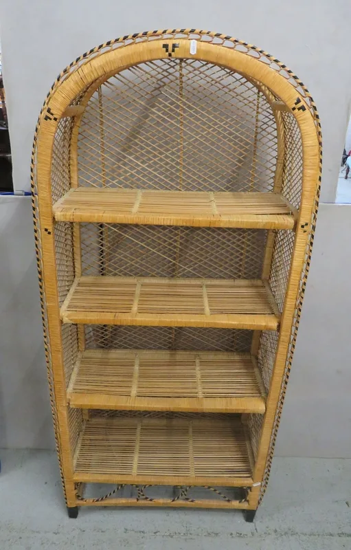 Vintage Arched Wicker/Rattan Style Shelving/Bookcase approx.
