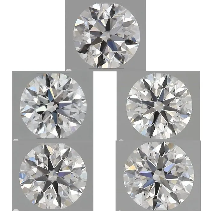 5 pcs Diamond (Natural) - 1.51 ct - Round - D (colourless) - SI2 - Gemological Institute of America (GIA)